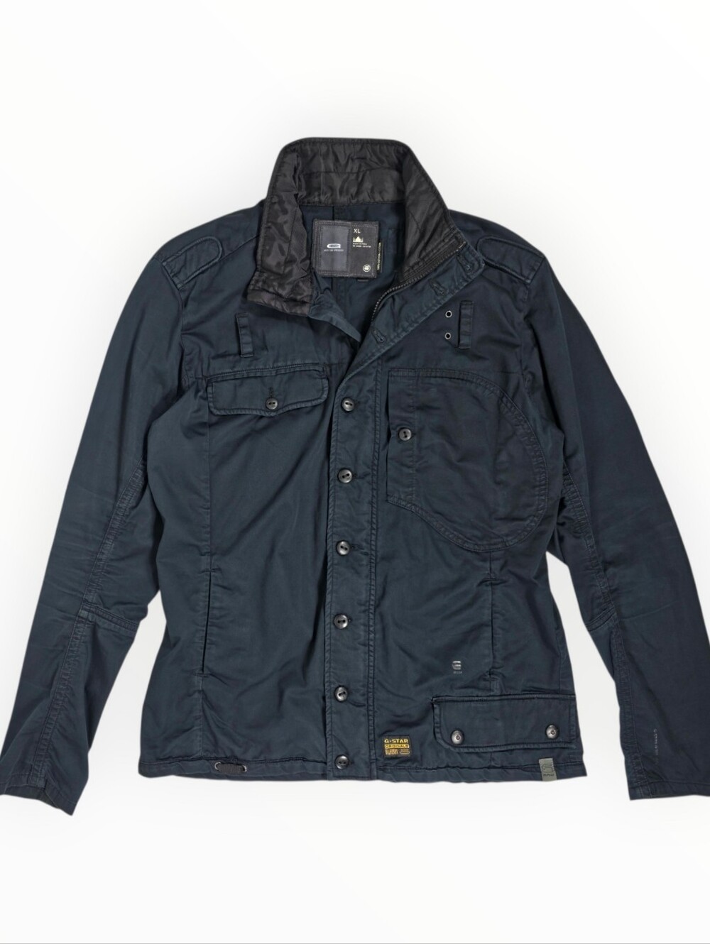 G-Star RAW 3301 Men's XL Black Cotton Utility Overshirt Jacket Military Field